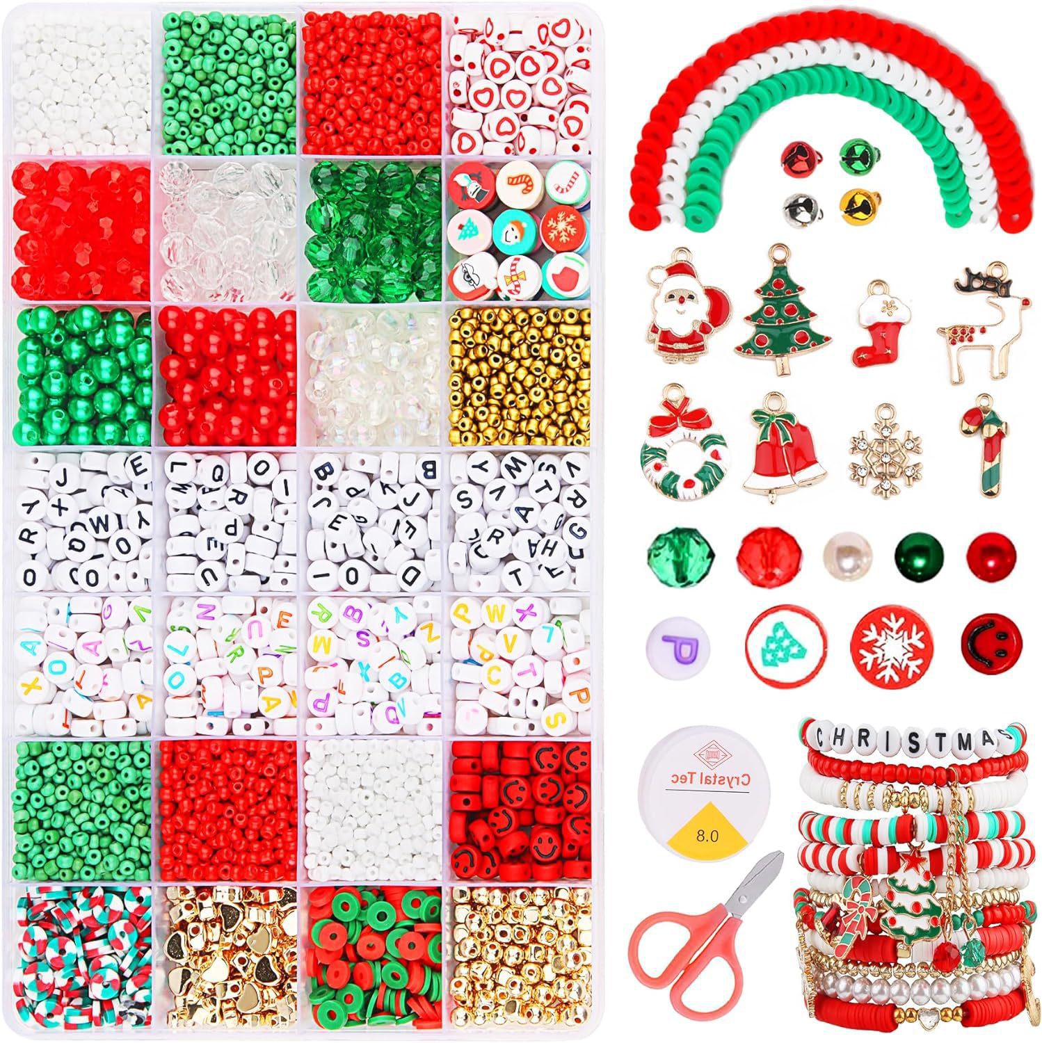 Christmas Friendship Bracelet Bead Kit with Polymer Clay Letter Beads - view 6