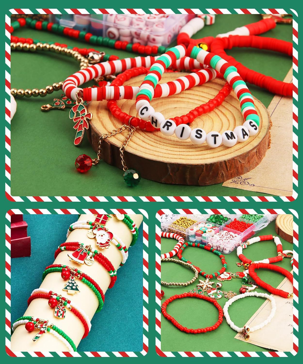 Christmas Friendship Bracelet Bead Kit with Polymer Clay Letter Beads - view 9