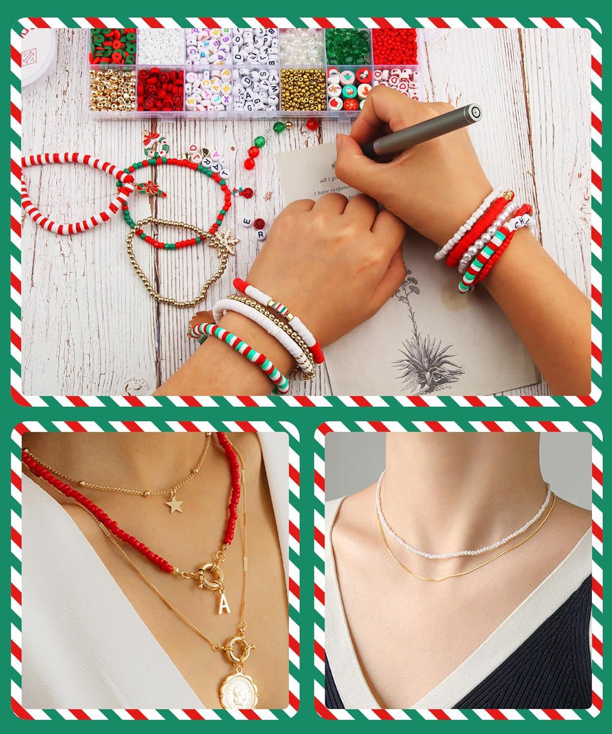 Christmas Friendship Bracelet Bead Kit with Polymer Clay Letter Beads - view 10