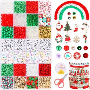 Christmas Friendship Bracelet Bead Kit with Polymer Clay Letter Beads