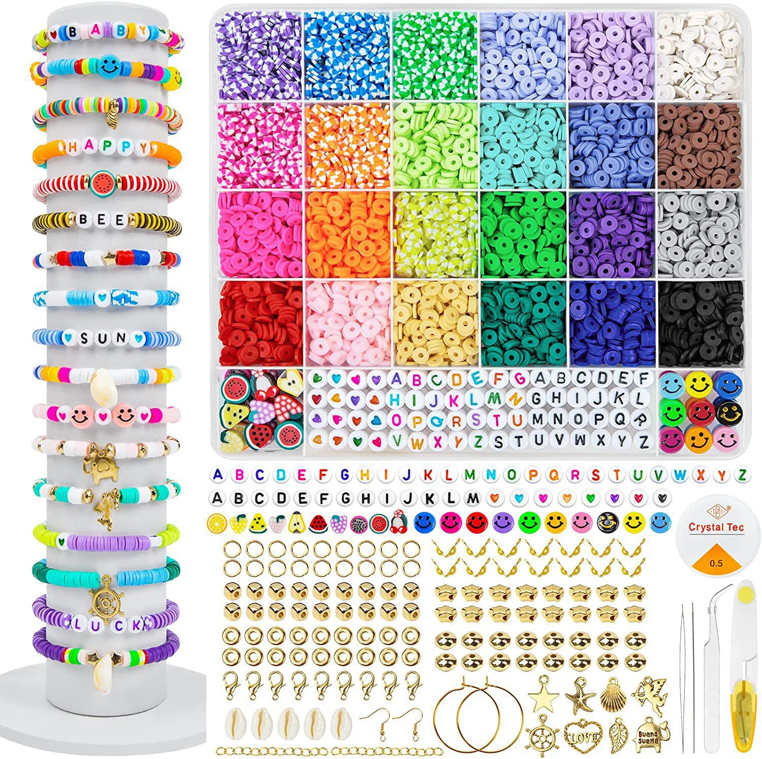 24-Color 6600-Piece Polymer Clay Bead Kit for DIY Jewelry Making - view 6